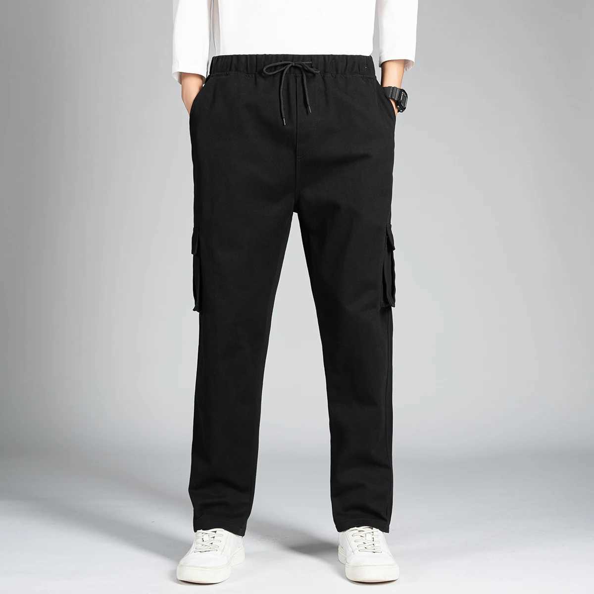 Mens Casual Wide Leg Pants Loose Straight Hip-Hop Streetwear Fashion Cargo Trousers with Pockets M260328