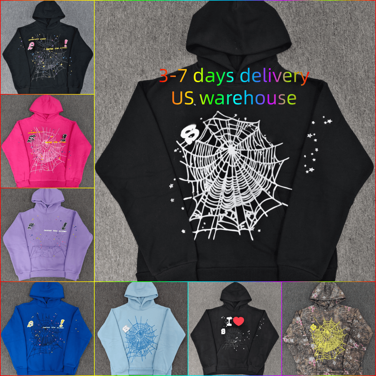designer hoodies mens pants fashion spider hoodie and hight quality pants Stree puff and Sweatpants Set Cobweb Spider Pants multi style tracksuit quality spider top