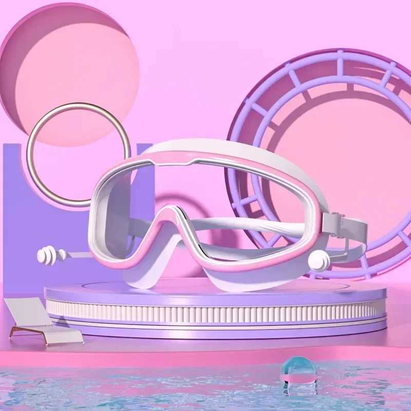 Kids swim goggles big glass len for child boy girl big goggle berenang budak kanta mata besar kanak swim glass Z260328