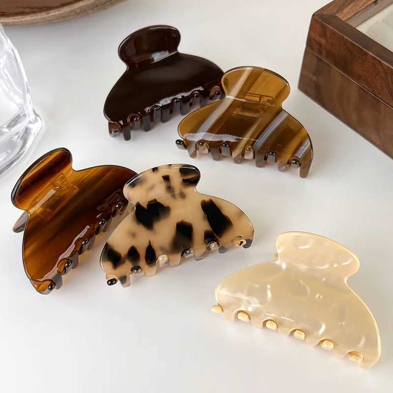 Fashion Acetate Leopard Print Hair Claws Geometric Crab Shape Clamp Styling Hair Clips for Women Girls Solid Hairpins Headdress H260328