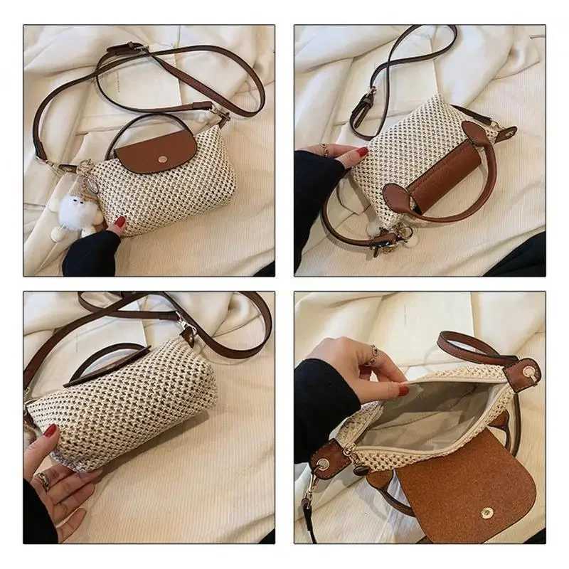 Straw Braided Shoulder Bag Seaside Beach Holiday Crossbody Bag Summer Braided Small Handbag Womens Single Shoulder Bag C260327