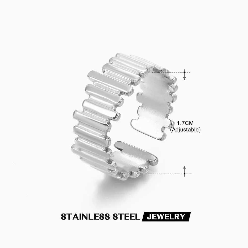 New Trendy Stainless Steel Geometric Rings for Women Girls Gold Color Minimalist Adjustable Finger Rings Wedding Jewelry Gifts H260328