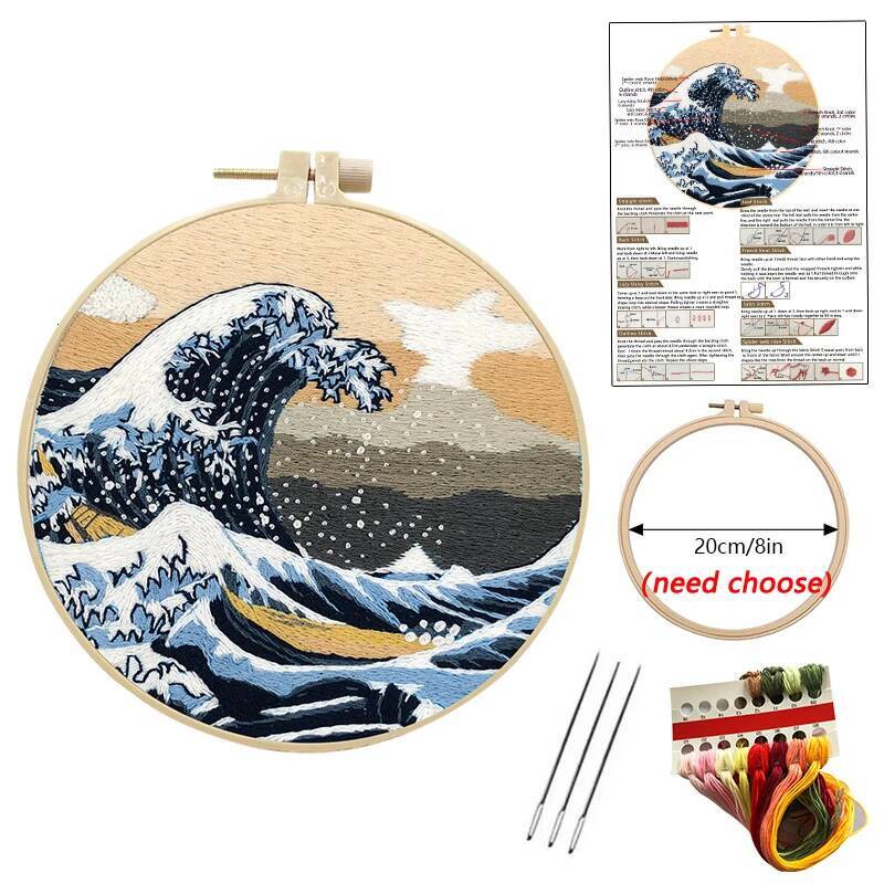 Hand Kit Beginners Adults, Sea Water Stamped Cross Stitch kit for Adult Beginner Needlepoint Embroidery Starter - view 3