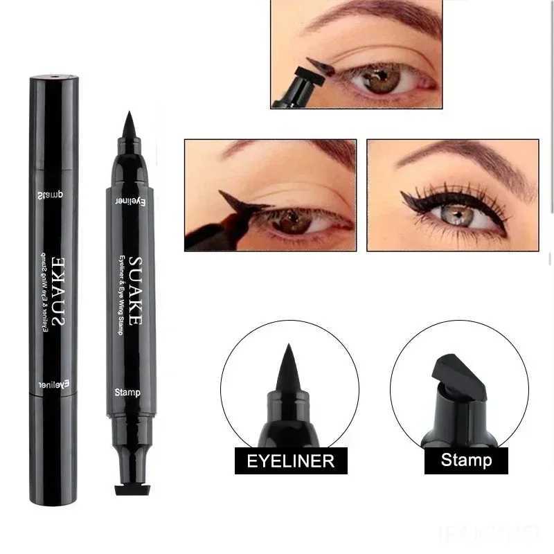 Black Liquid Eyeliner Pen Waterproof Fast Dry Double-Ended with Seal Stamp Feature Cosmetic Eye Liner Pencil for Perfect Eyes H260328