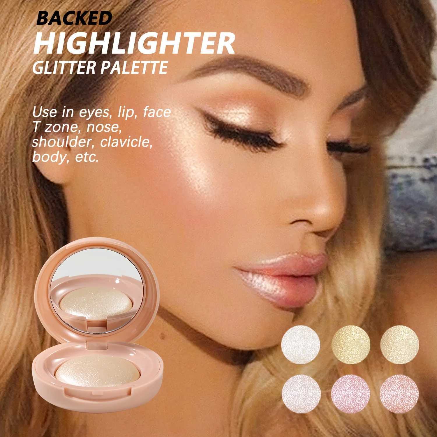 Face Highlighter Palette High Glossy Face Illuminator Palette Natural Glow Finish Pearl Shimmer Smooth Baked Powder H260328