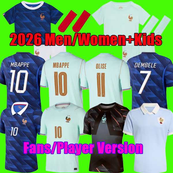 Maillot foot MBAPPE 2026 World Cup French Soccer Jersey OLISE 26 27 shirt DEMBELE SALIBA maillots de enfants MEN kids top kit France Rugby 120th Anniversary