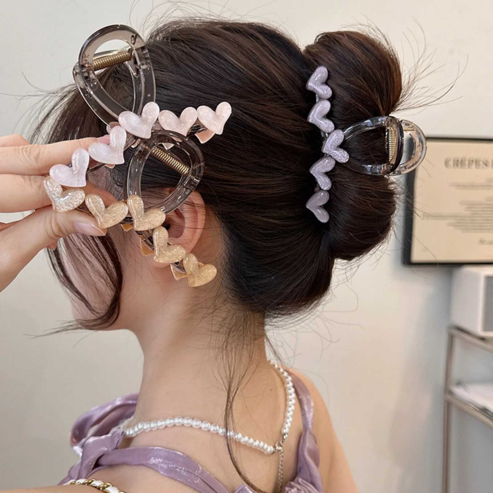 1PC Cute Heart - Shaped Hair Claw Set For Back - of - Head Trendy Hair Accessories for Women H260328