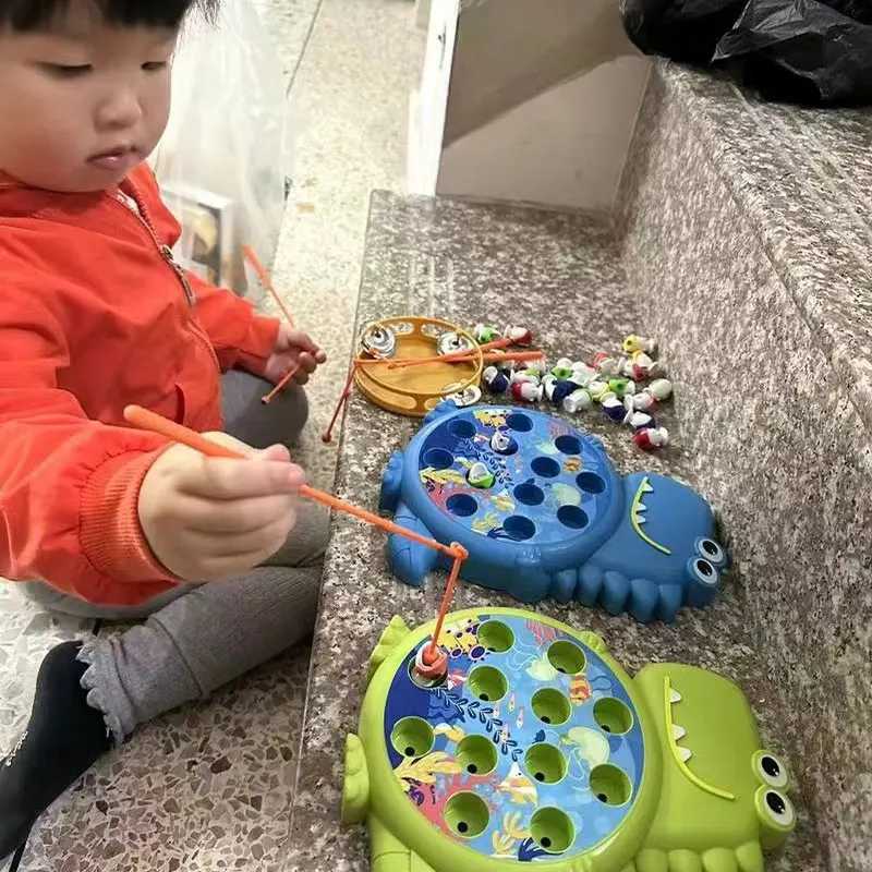 Dinosaur Simple Magnetic Fishing Toys Play Rod Game Toys for Children Baby Montessori with Rod Kids Educational No Rotating Gift Z260328
