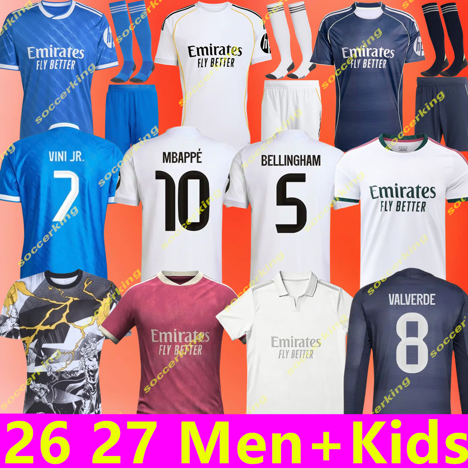 26 27 Player Version BELLINGHAM REALS Soccer Jerseys MBAPPE ENDRICK Lifestyle VINI JR MASTANTUONO kits GONZALO camiseta 2026 2027 kids football shirt Pack MaDRid RM