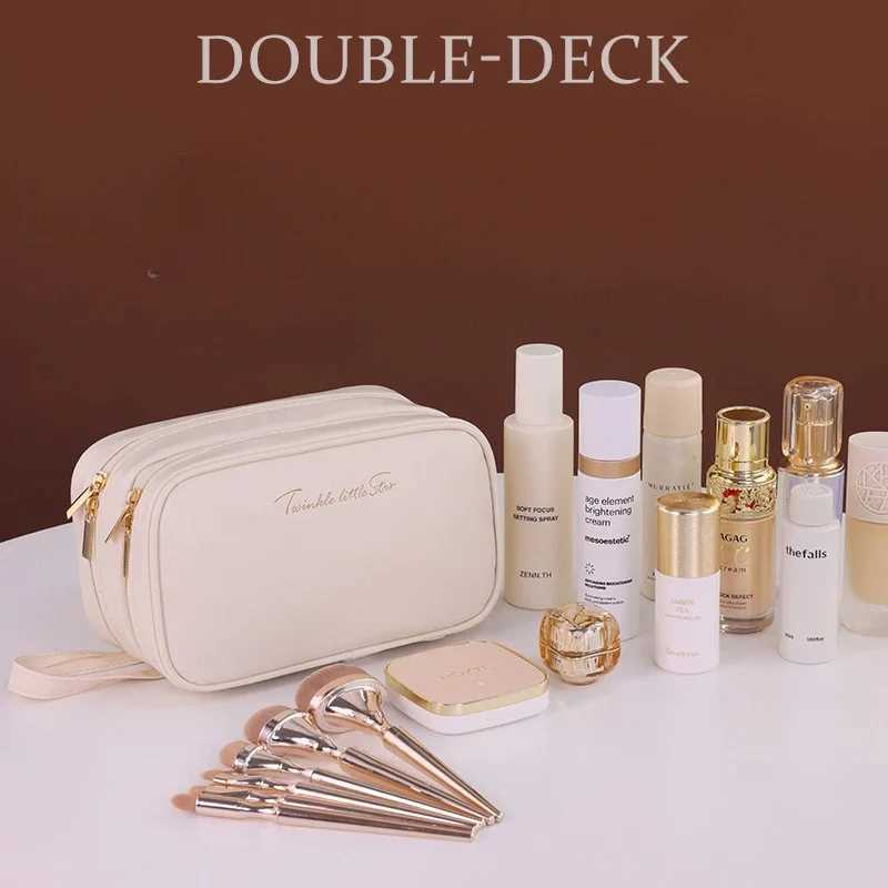 New Double Layer Cosmetic Bag Ladies Pencil Case Portable Large Capacity makeup bag Travel Essentials Cosmetics Organizer D260328