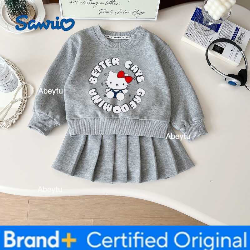 Sanrio Autumn Baby Girls Clothes Set Kid Hello Kitty Printed Sweatshirts Pullover TopPleated Skirt 2pc Children Preppy Style Tracksuit H2603281