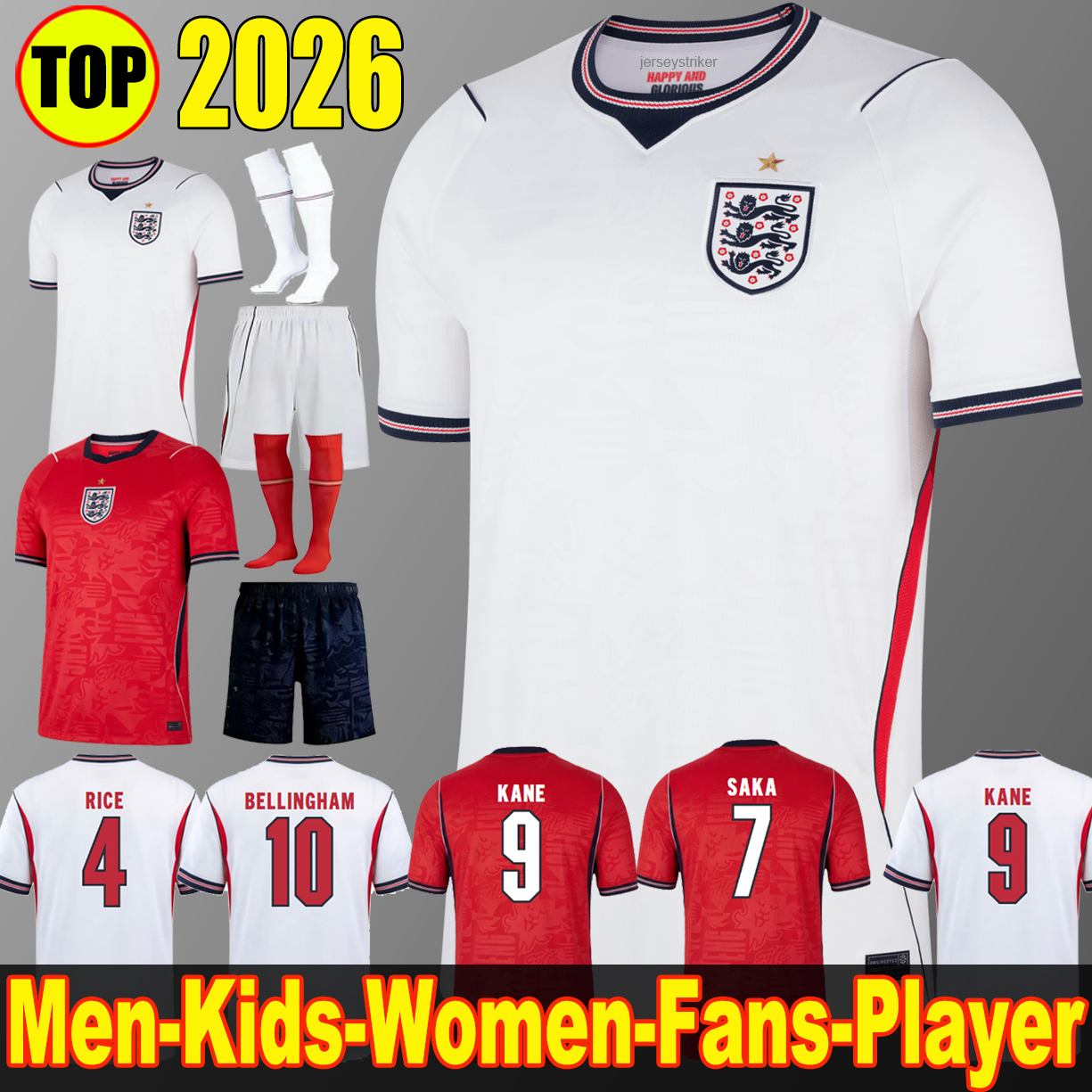 england kit 26 27 BELLINGHAM Soccer Jersey Palace 2026 england football shirt KANE SAKA EZE PALMER RICE FODEN kids Women Goalkeeper football kit shorts
