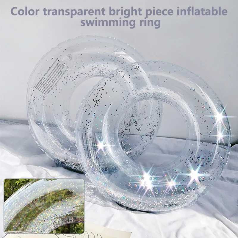 Transparent Glitter Pool Foats Swimming Ring Adult Children Inflatable Pool Tube Giant Float Boys Girl Water Fun Toy Swim laps Z260328