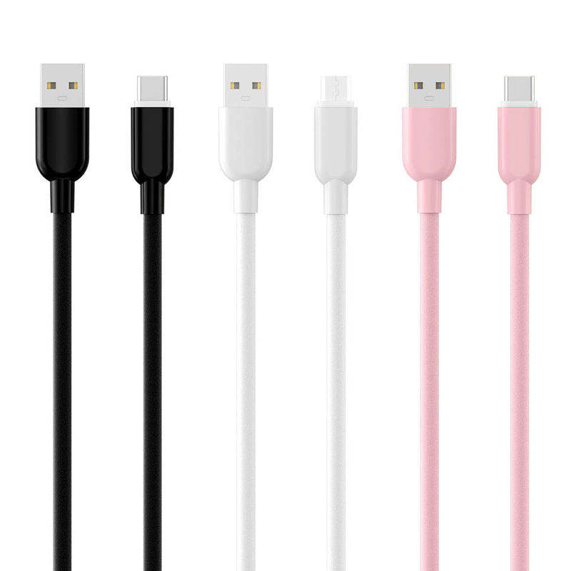 Liquid Silicone USB C Cable Soft Fast Charging Cable Cord Felxible Charger Anti-Tangle for Universal Phones