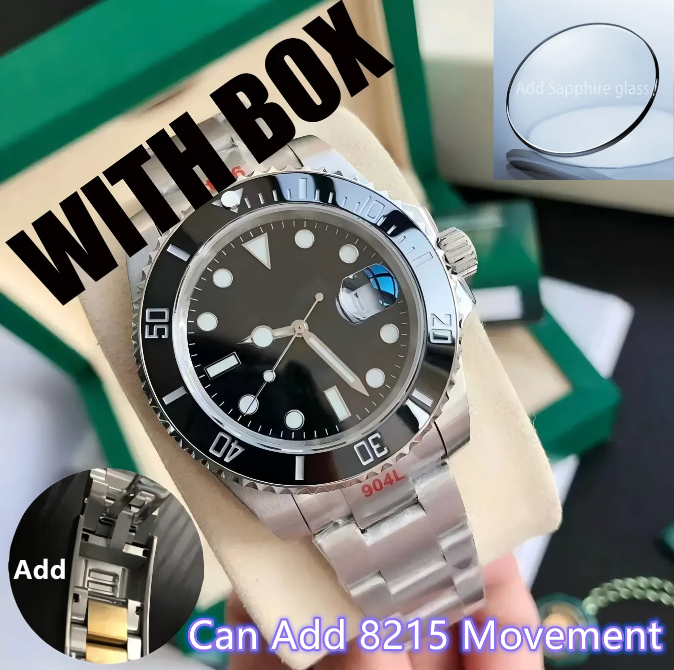 Jason007 ST9 RLX Brand Automatic Mechanical Mens Watch 904 Stainless Steel Sapphire Mirror Designer Movement Watches for Men High Quality Montre Clocks Relojes