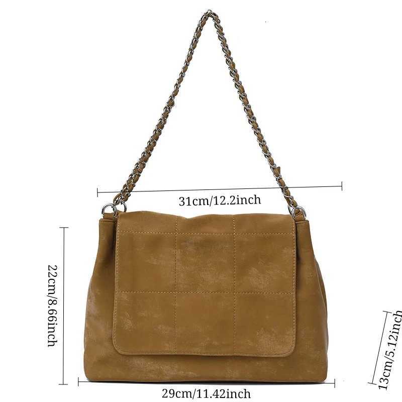New Retro Pu Commuting Tote Bag for Women Large Capacity Shopping Accessorise Shoulder Bag Simple Leisure Texture Chain Bag C260327