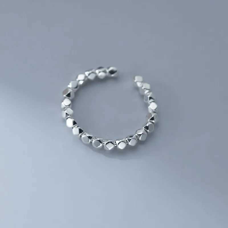 Fashion 925 Sterling Silver Geometry Bead Adjustable Rings For Women Wedding Luxury Jewelry Wholesale H260328