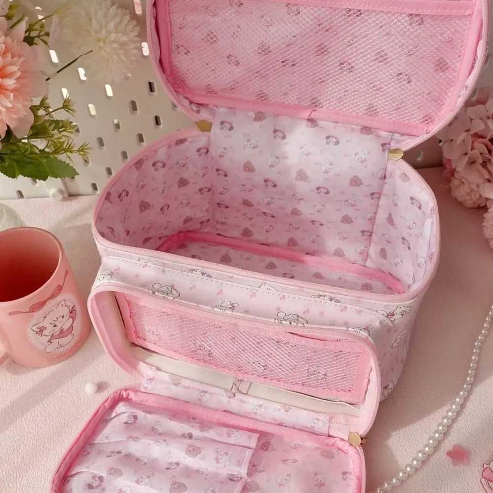 Square Shape Large Capacity Handbag Fashion PU Leather Makeup Bag Portable Handheld Toiletries Bag D260328