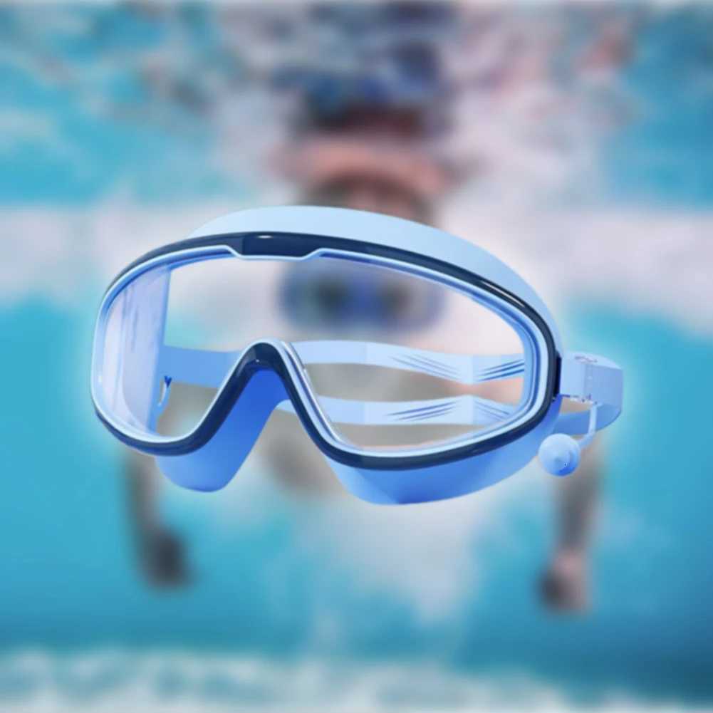 Kids Swim Goggles HD Swim Glasses with Earplugs UV Protection Swimming Goggles Large Frame Swim Sports Eyewear for Boys Girls Z260328