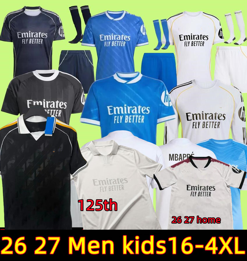 3XL 4XL 26 27 BELLINGHAM soccer jerseys ARDA GULER CAMAVINGA AWAY MODRIC VINI JR. MBAPPE HOME 3RD football shirt 125th Realis VALVERDE TCHOUAMENI Madrids1men kids