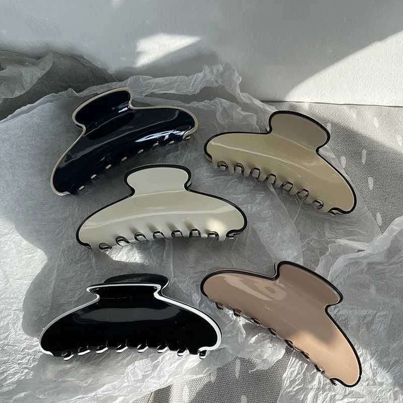 French Elegant Large Acetate Hair Claw Clips For Women High Quaility Solid Color Grab Hair Shark Clip Barrettes Hair Accessories H260328