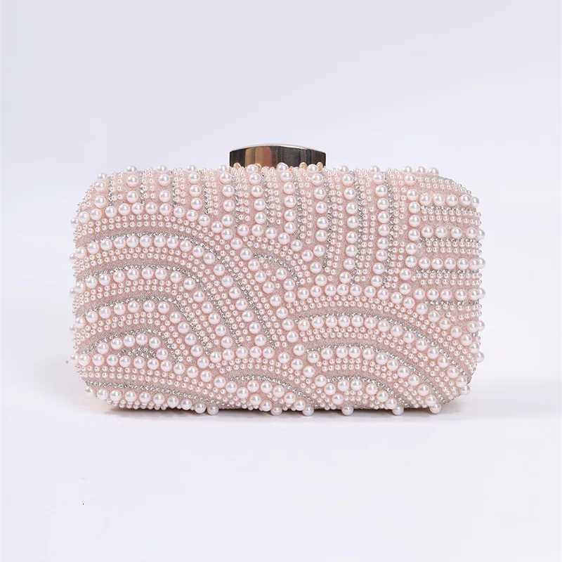 Ladies Pearl Elegant Evening Bag Fashionable Stylish Beading Wedding Dinner Party Banquet Dress Clutch Bag with Long Chain Purse C260327