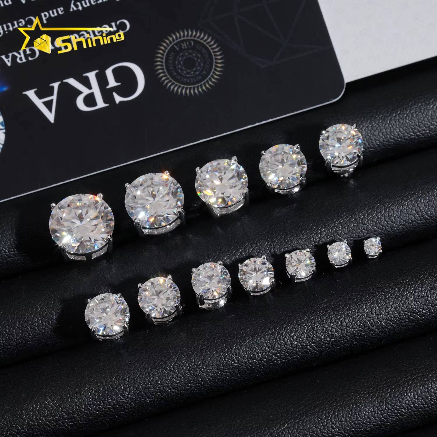 Fashion Jewelry 4 Prongs Classic 5mm 65mm 80mm 925 Sterling Silver D Color Solitaire Moissanite Diamonds Stud Earrings