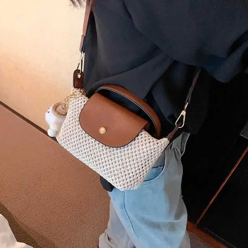 Straw Braided Shoulder Bag Seaside Beach Holiday Crossbody Bag Summer Braided Small Handbag Womens Single Shoulder Bag C260327