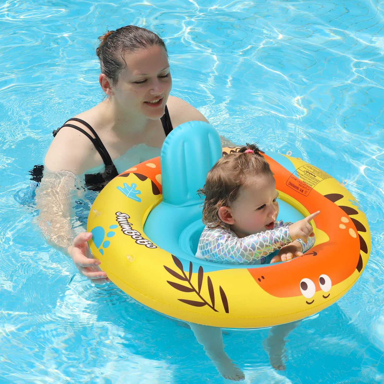 Swimbobo New Style Child Inflatable Dinosaur Cute Swimming Seat Boat Floating Water Toy Baby Swim Rings Pool Float With Canopy Z260328