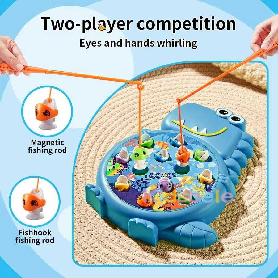 Classic Magnetic Fishing Game Colorful Electric Fish Pond Toy with Rotating Board for Endless Kids Entertainment Z260328