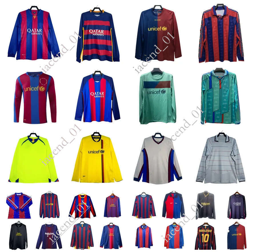 05 06 07 08 09 10 11 barcelona soccer Jerseys Champions Long Sleeve RONALDINHO League Signed Version Neymar jr RONALDO A.iniesta Xavi Camiseta De Futbol