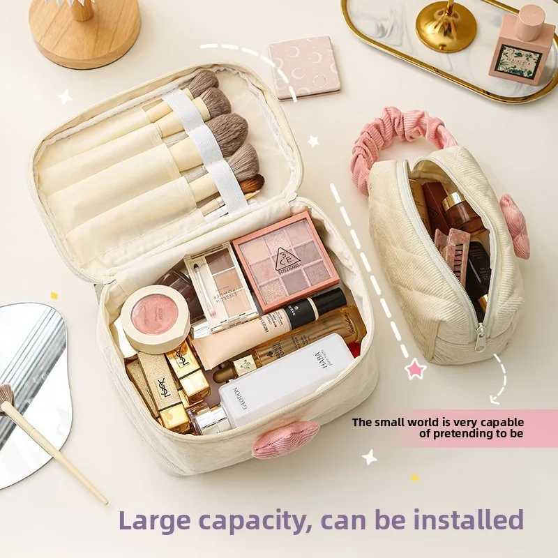 ins corduroy cosmetic bag high-end cute niche womens storage bag portable large-capacity cosmetic storage bag D260328