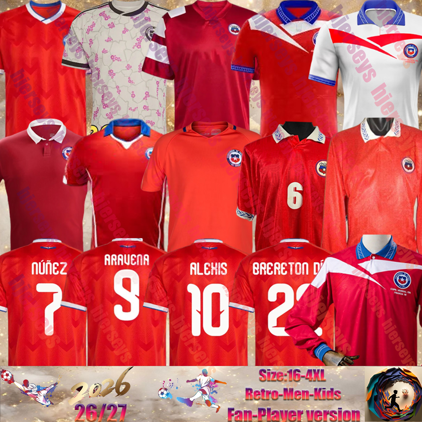 2026 World Cup Chile Soccer Jersey retro 82 95 96 98 14 16 17 LOYOLA PIZARRO ALTAMIRANO MARCELINO GUERRERO ALEXIS DAVILA CEPEDA NUNEZ VIDAL men Football Shirts kids kit