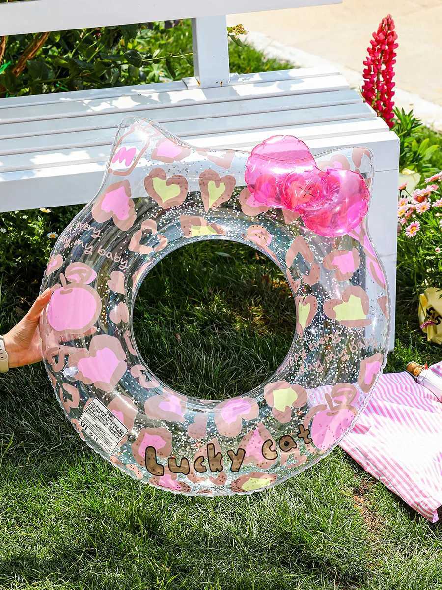Swimming Circle Transparent Swimming Circle Cartoon Cat Swimming Circle Childrens Seat Ring Lifeguard Ring Z260328