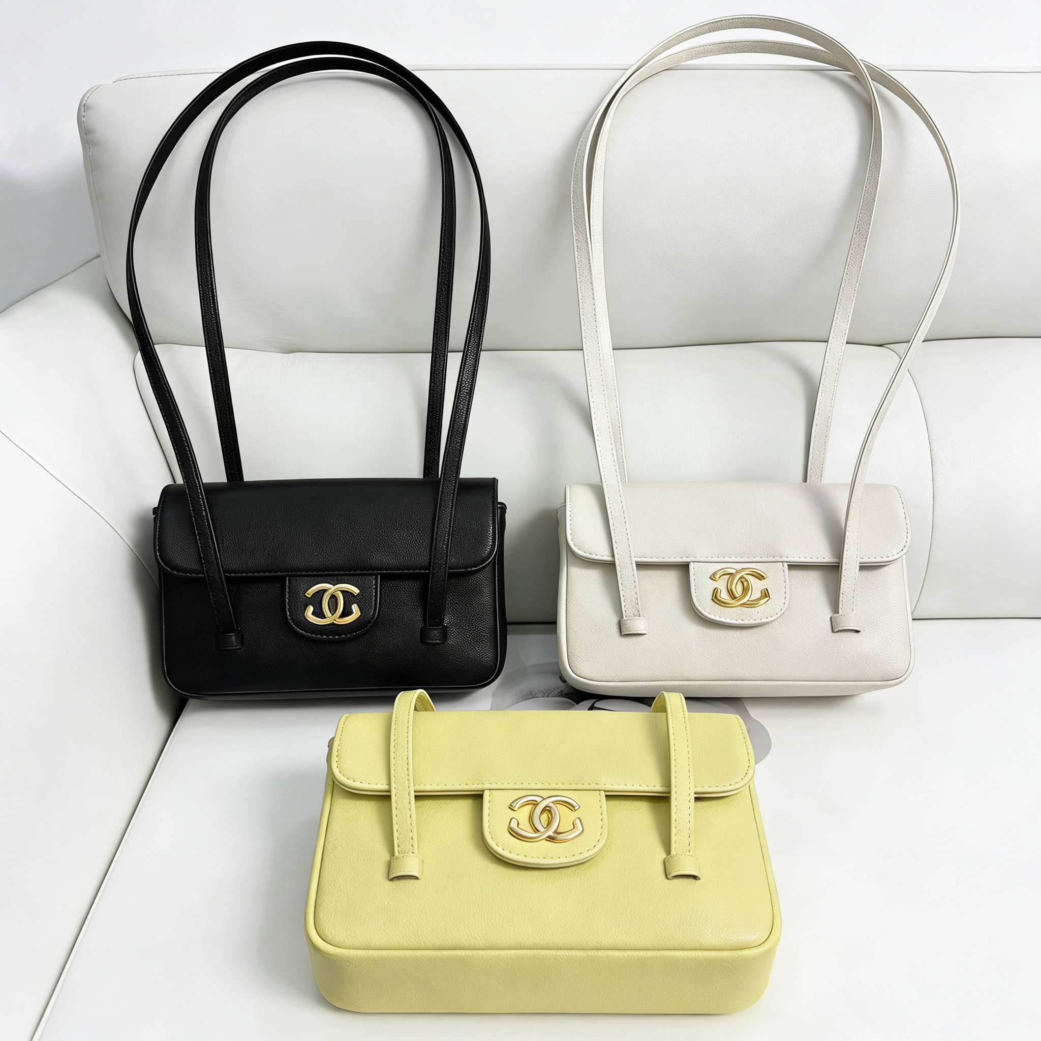 Hot Designer bag shoulder bag women's new fashion bag milk yellow black white long shoulder strap strip caviar college top quality bag retro long handle bag Jenny bag