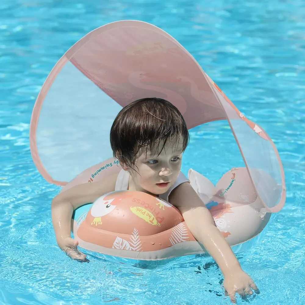 Baby Swimming Float With Canopy Inflatable Infant Ring Kids Pool Accessories Circle Bathing Summer Toys Z260328