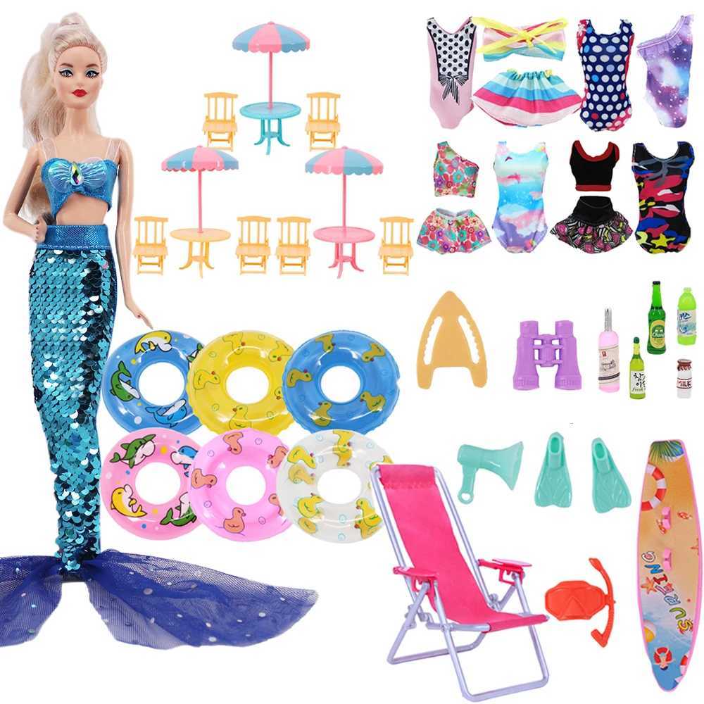 Doll Accessories Fishtail SkirtSwimsuitSwim RingMultiple AccessoriesFor 118inch30CM Doll Beach Accessories Festival Gifts Z260328