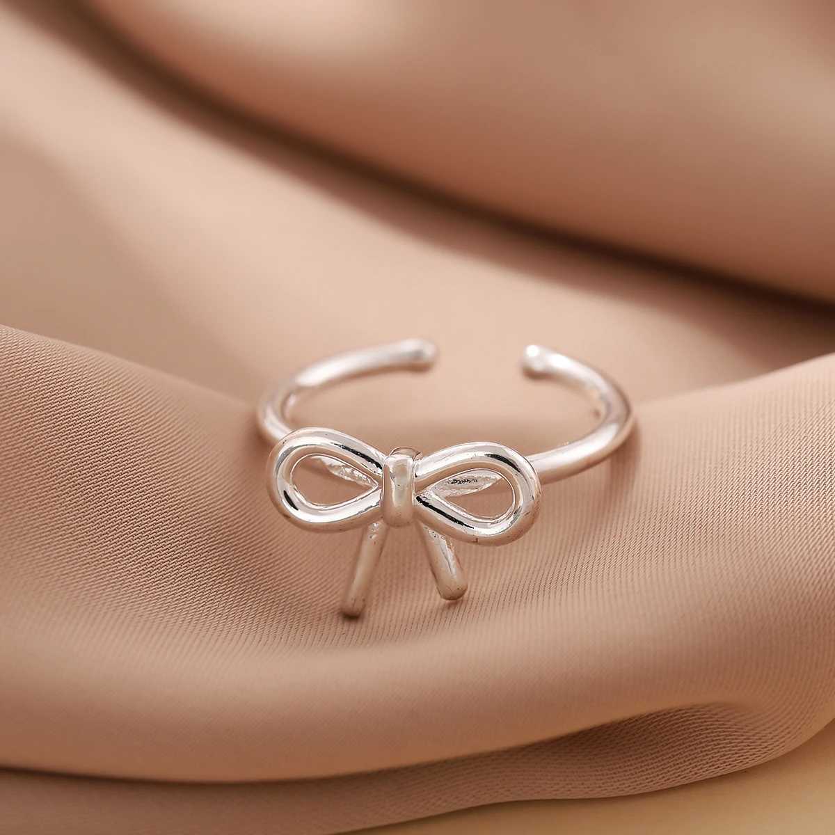 New Simple Element 925 Sterling Silver Jewelry Bow Female Wholesale Hot Popular Beautiful Opening Rings R205 H260328
