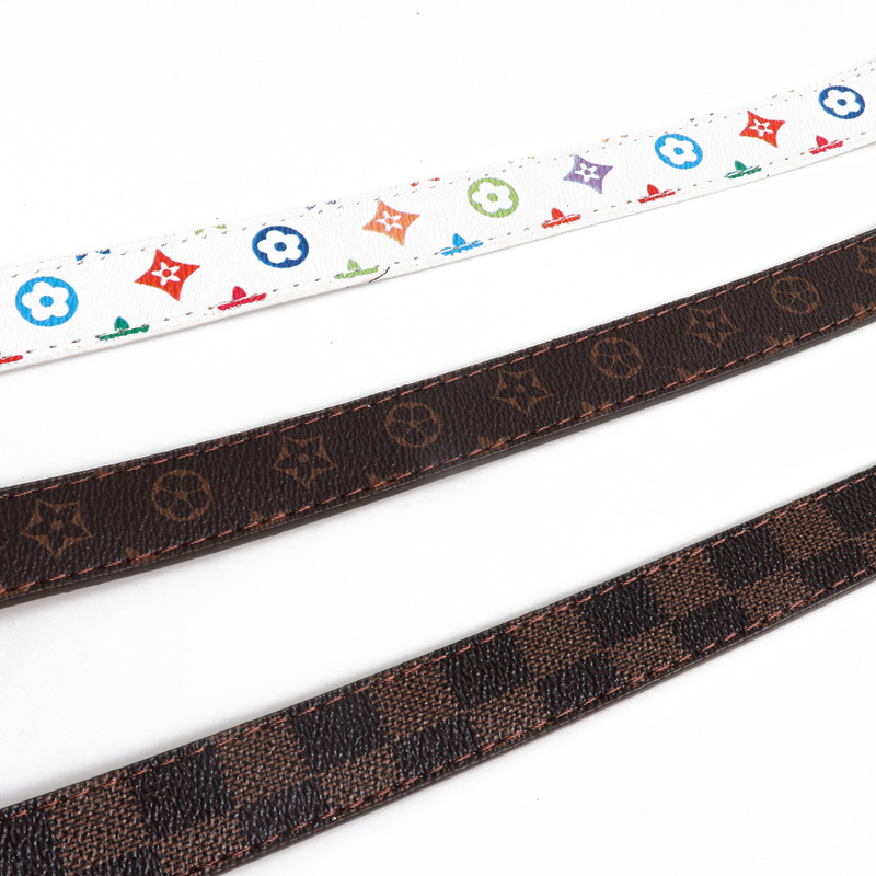 Pet collar with all metal buckle and old flower dog collar, adjustable PU dog collar