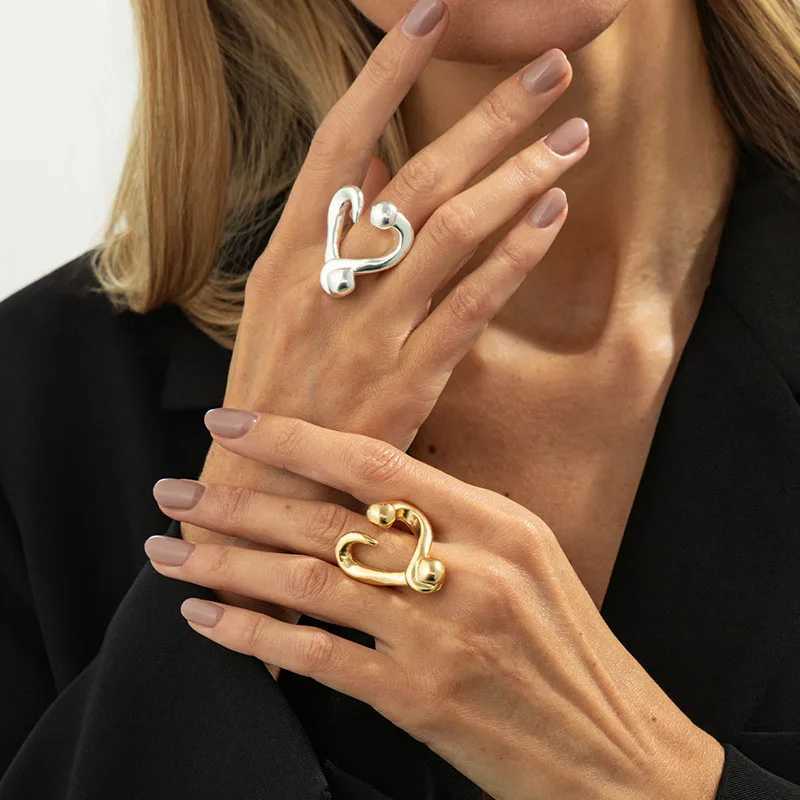 New Minimalism Irregular Heart Shape Finger Rings Women Vintage Geometric Chic Knuckle Ring Aesthetic Jewelry Gifts H260328
