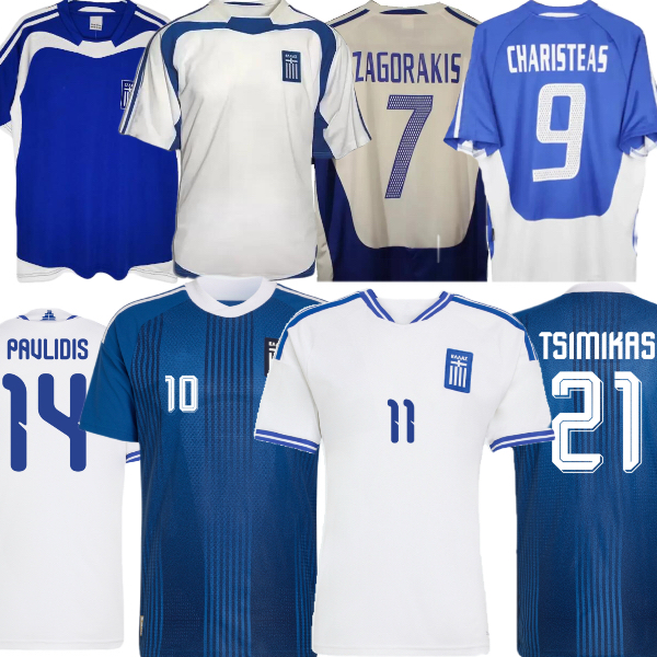 Retro 2004 2026 2027 Greece soccer jerseys TSIMIKAS BAKASETAS MASOURAS PAVLIDIS Greece national team GIAKOUMAKIS ZAGORAKIS CHARISTEAS football shirts