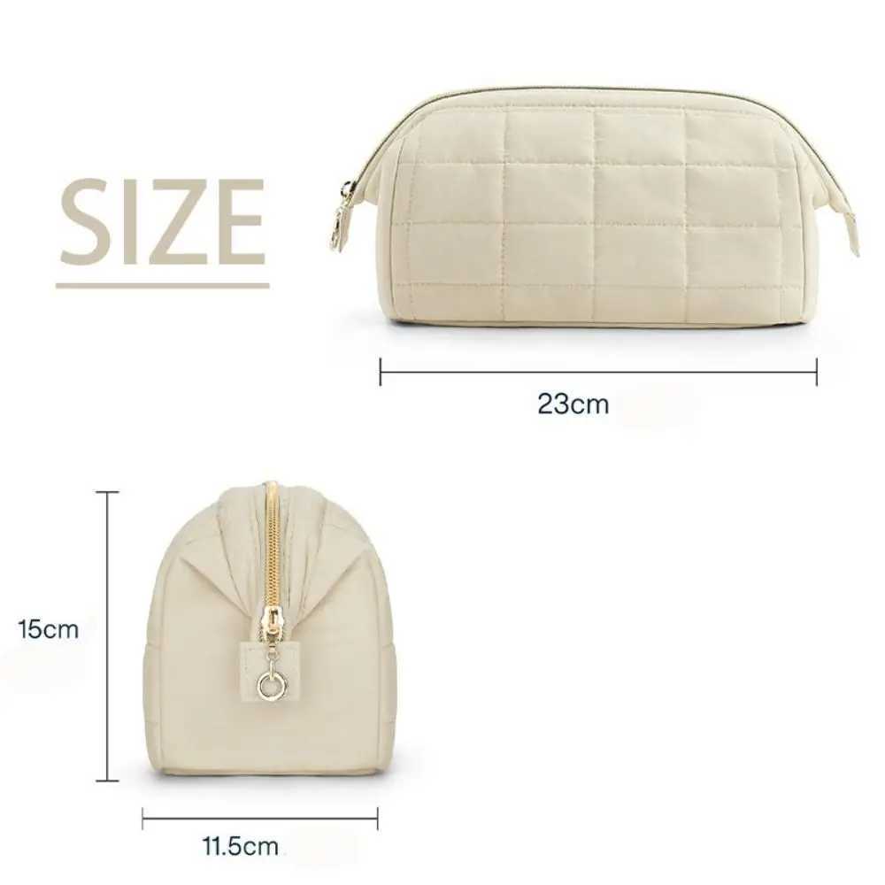 Puffy Padded Travel Cosmetic Bag Large Capacity Wide-open Makeup Bag Women Makeup Organizer Case Solid Color Toiletry Bag D260328