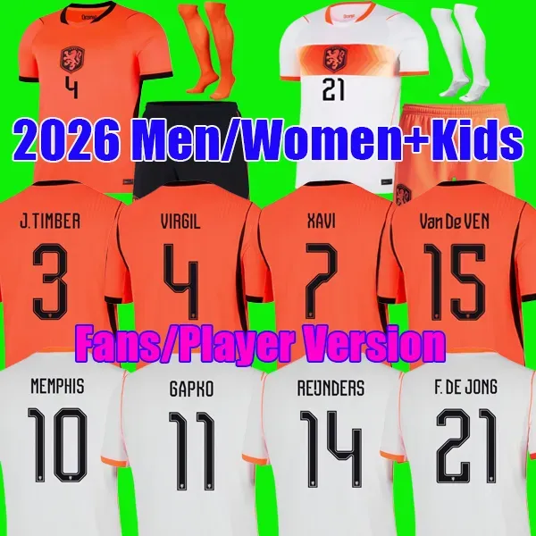 Netherlands 2026 World Cup Kit MEMPHIS GAKPO Soccer Jersey GRAVENBERCH F. DE JONG DE LIGT J.TIMBER REIJNDERS VAN DE VEN Dutch Holland Football shirt men kids set