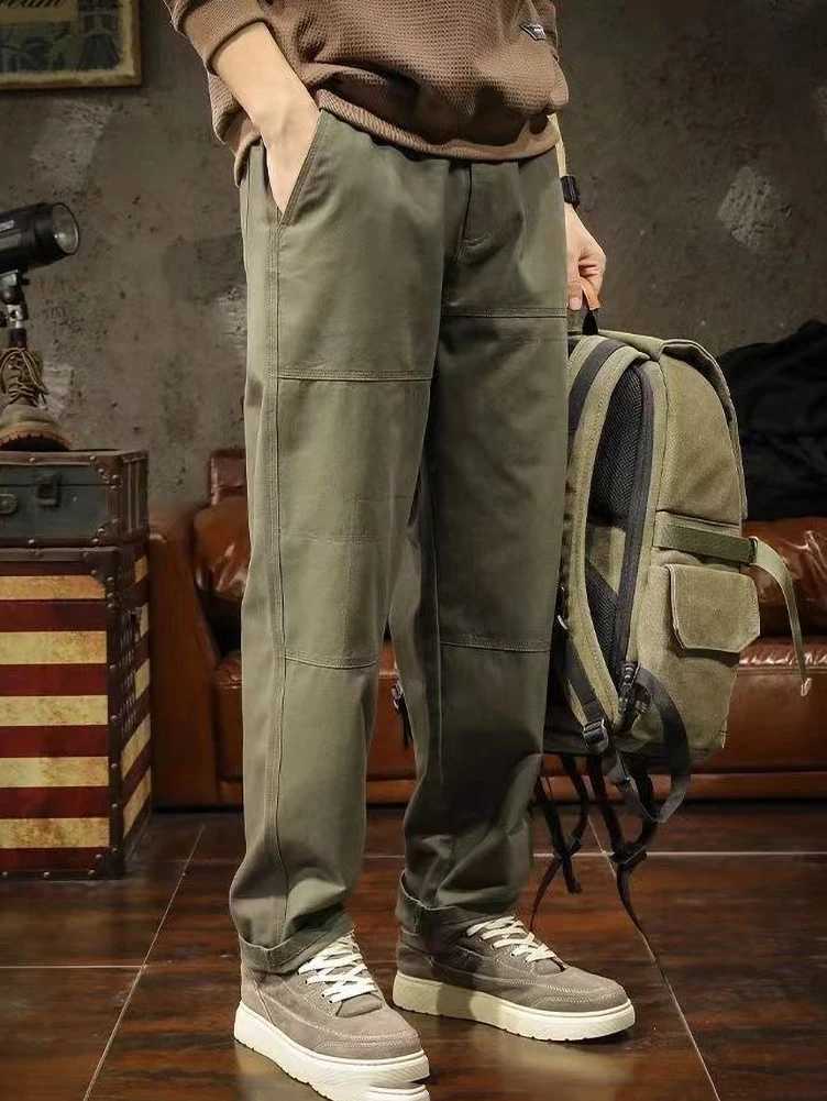 Vintage Y2k Straight Casual Cargo Pants Men Wide Leg Work Military Tactical Long Trousers 2024 M260328