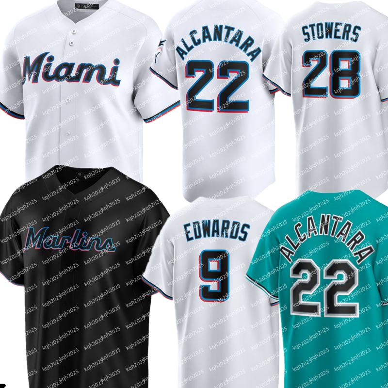 Custom Marlins Baseball Jersey Sandy Alcantara Xavier Edwards Eury Perez Otto Lopez Owen Caissie Braxton Garrett Max Meyer Kyle Stowers Jakob Marsee Connor Norby