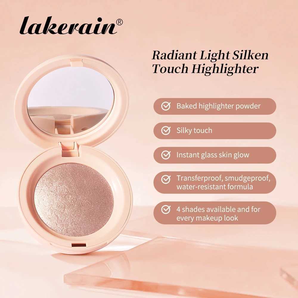 Lakerain Silken Touch Highlight Powder Smooth Texture Luminous Finish Long Lasting Makeup Waterproof Baked Highlighter Powder H260328