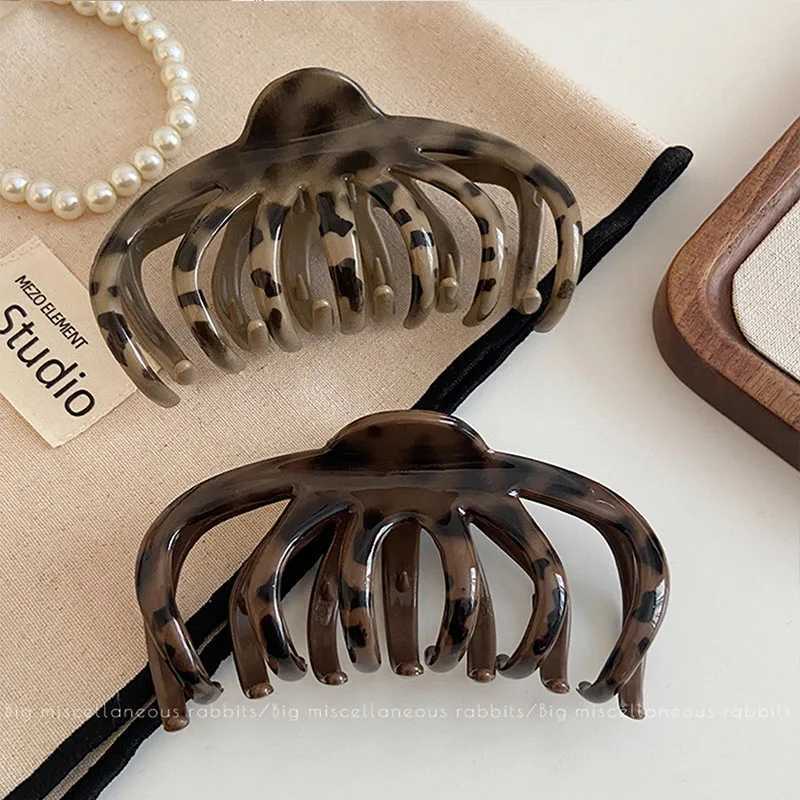 Elegant Leopard Print Large Pumpkin Hair Claw For Women Long Hair Holder Claw Clip Sweet Hair Clip Fashion Hair Accessories H260328