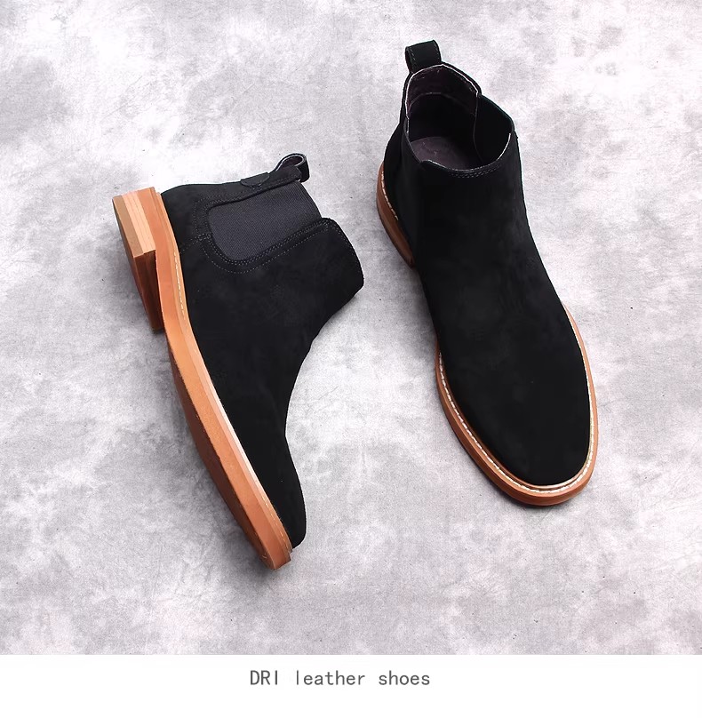 Men's Faux Suede Chelsea Boots High-Top Casual Retro British Style Warm Short Boots for Men