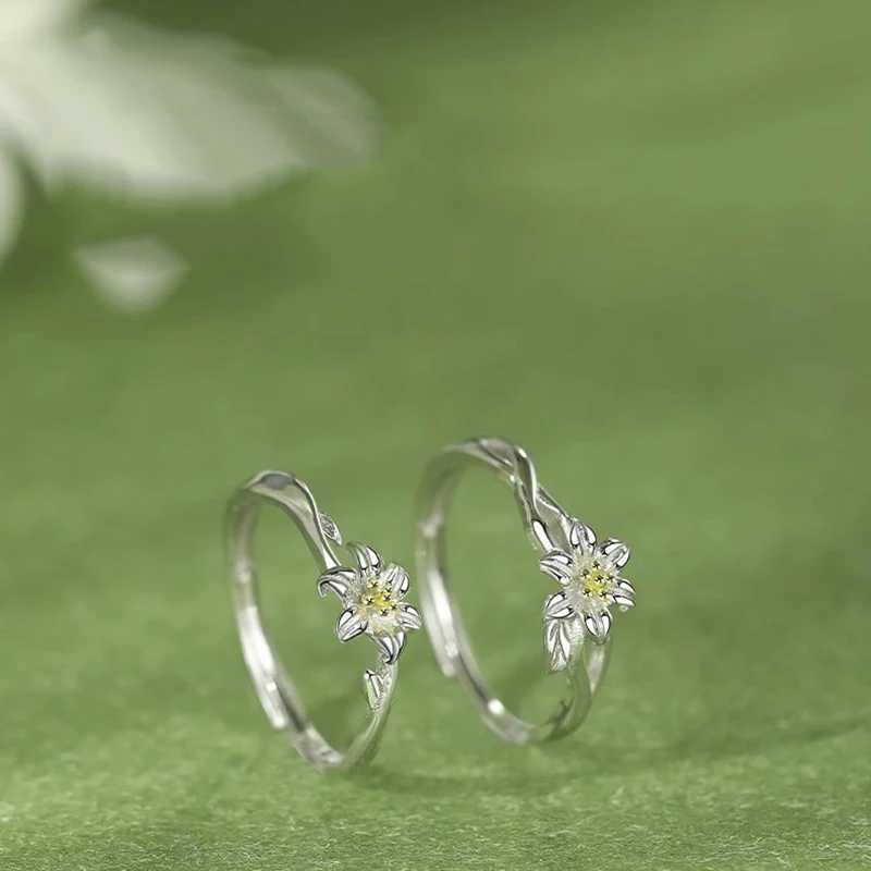 New Adjustable Silver Couples Rings with Floral Design Perfect Gift for Friends or Loved Ones Ring Jewelry Gift H260328