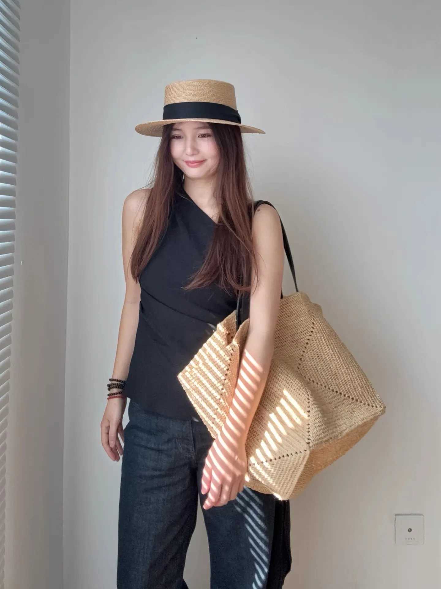 Oversized large Raffia straw tote bag women handmade summer beach woven handbag natrual 2026 spring new C260327